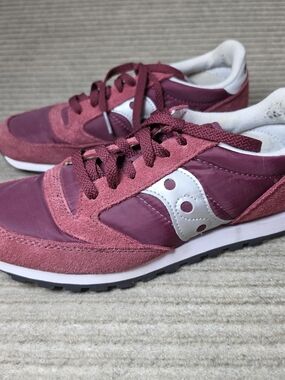 Saucony Jazz LOW Women's Maroon Burgundy Retro Sneakers Size 9.5